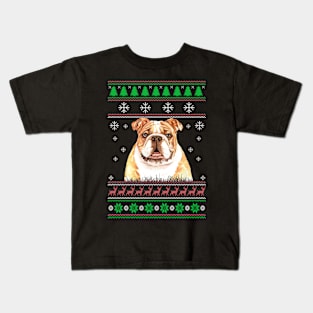 Bulldog Ugly Christmas Sweater Funny Dog Lover Owner Gifts Kids T-Shirt